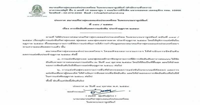 ได้บทสรุปแล้ว!! ไทยลีก / บอลถ้วย-ด.2 งดเตะ แต่เลือกแชมป์ด้วยวิธีแบบนี้...